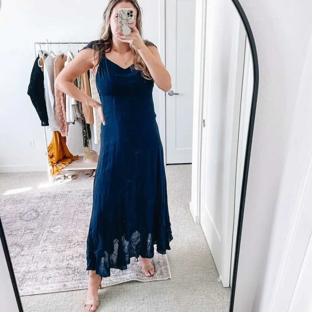 Reformation Navy Blue Maxi Dress Gown - Picture 12 of 14